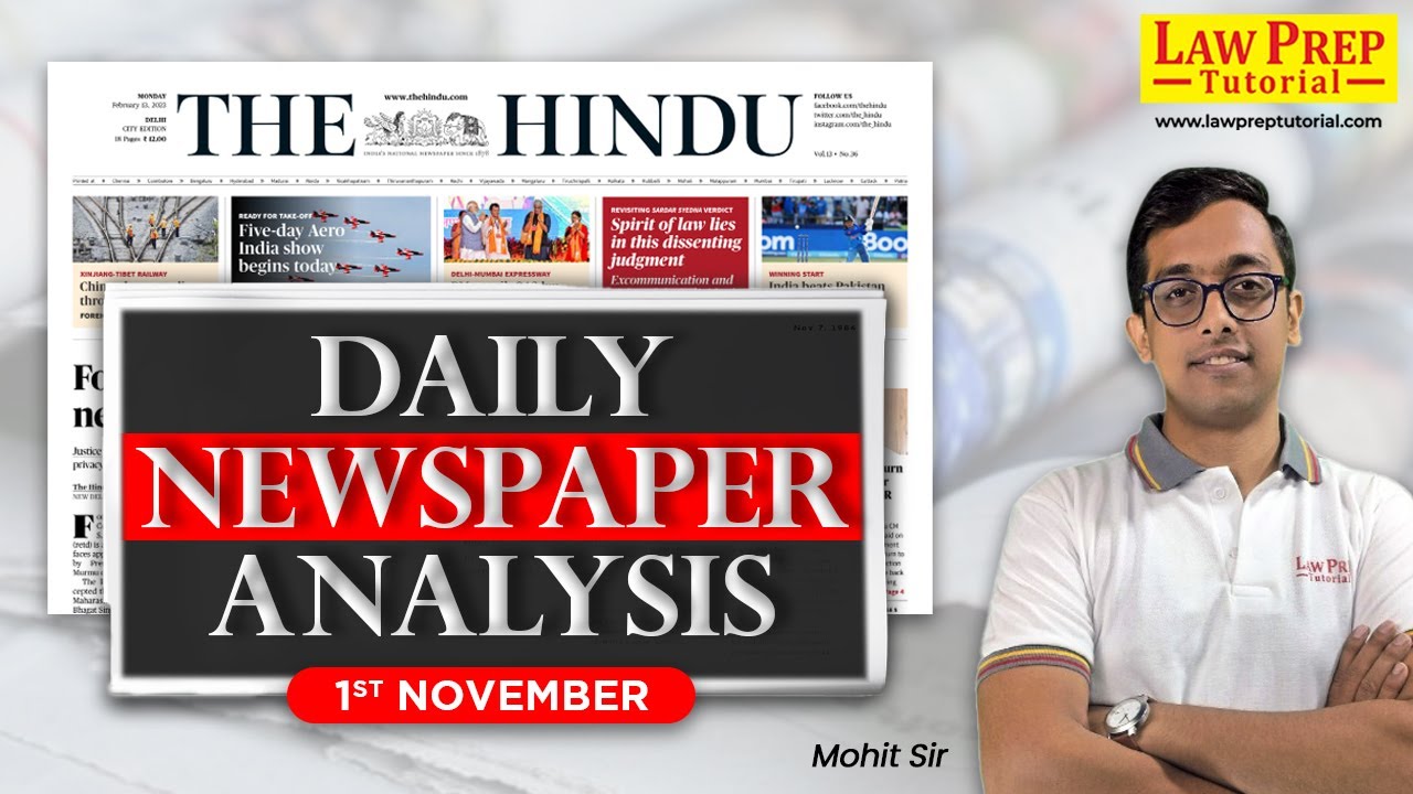 Daily HINDU for CLAT (1st November) | The HINDU by Mohit sir | Daily Hindu Newspaper Analysis
