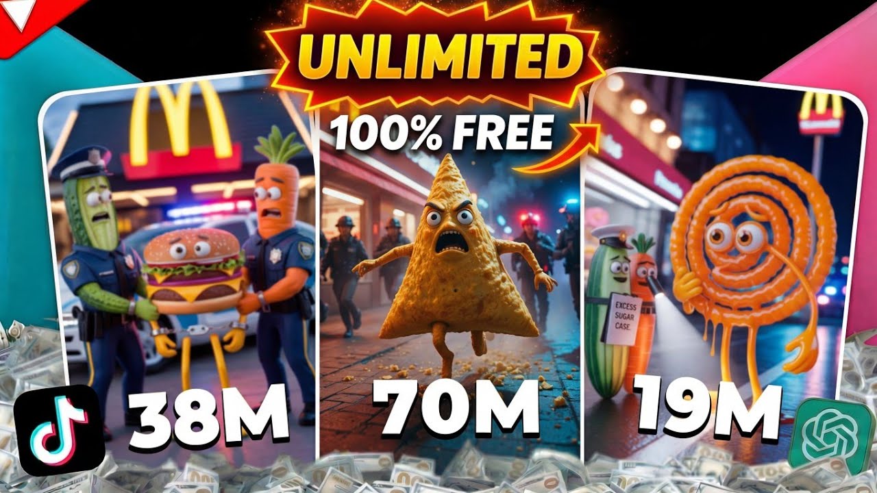 How To Create VIRAL Junk Food Arrested AI Videos (FREE Tools) | AI Animation Shorts Tutorial 2026