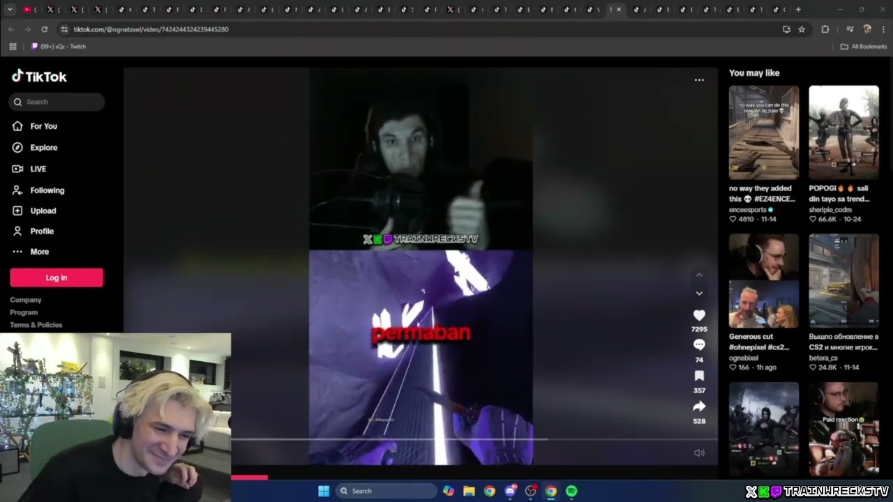 xQc reacts to Train banning someone for using squadW when xQc killed a woman