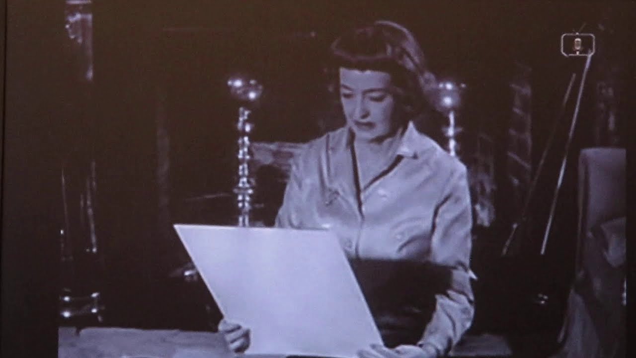 Movie star, Bette Davis, impersonates imitates herself