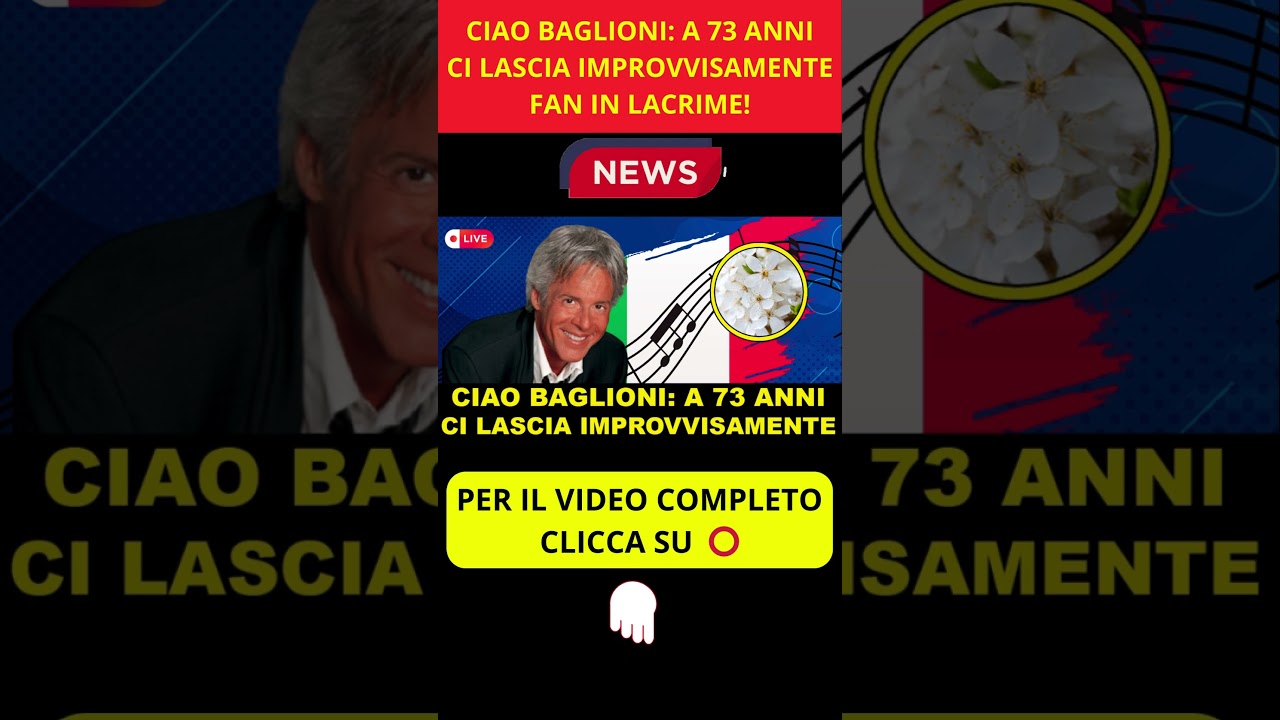 ⭕ ULTIM'ORA SHOCK: CIAO BAGLIONI - A 73 ANNI CI LASCIA IMPROVVISAMENTE, FAN IN LACRIME!