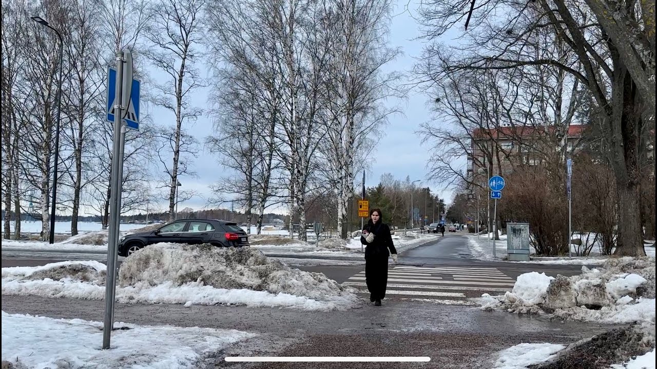 Winter Walk From Crowded Downtown To Peaceful District in Helsinki- Winter 2024