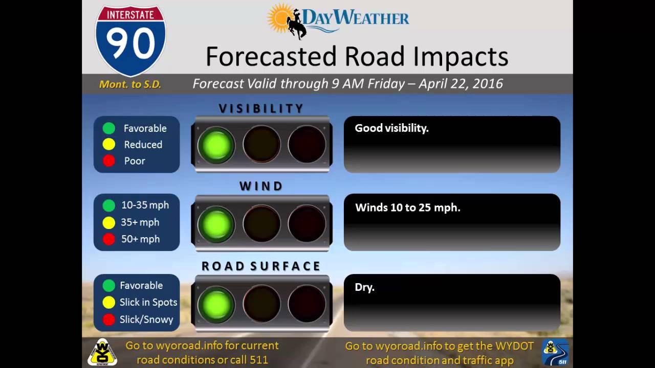 WYDOT Road Impact Forecast for Thursday, April 21