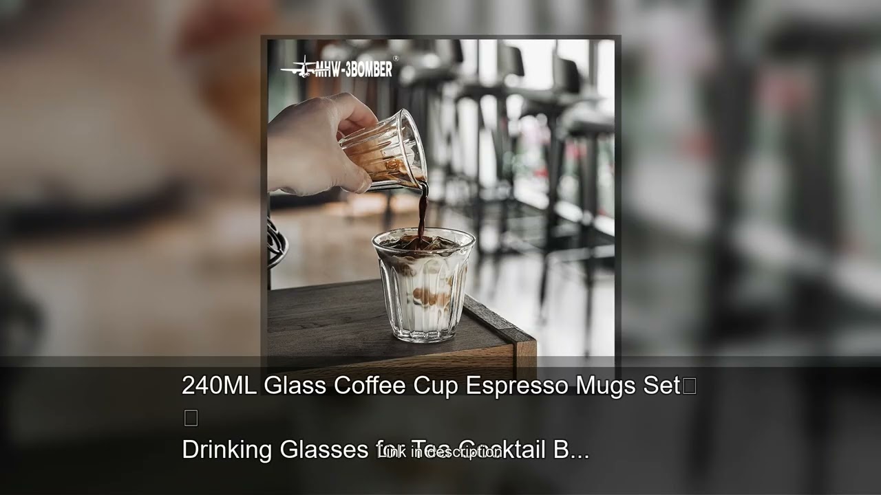 240ML Glass Coffee Cup Espresso Mugs Set Drinking Glasses for Tea Cocktail Beer Wedding Party G