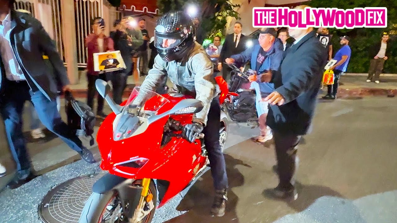 Tom Cruise Stalls Out On His Ducati Panigale Motorcycle While Leaving Sunset Tower Hotel In WeHo, CA