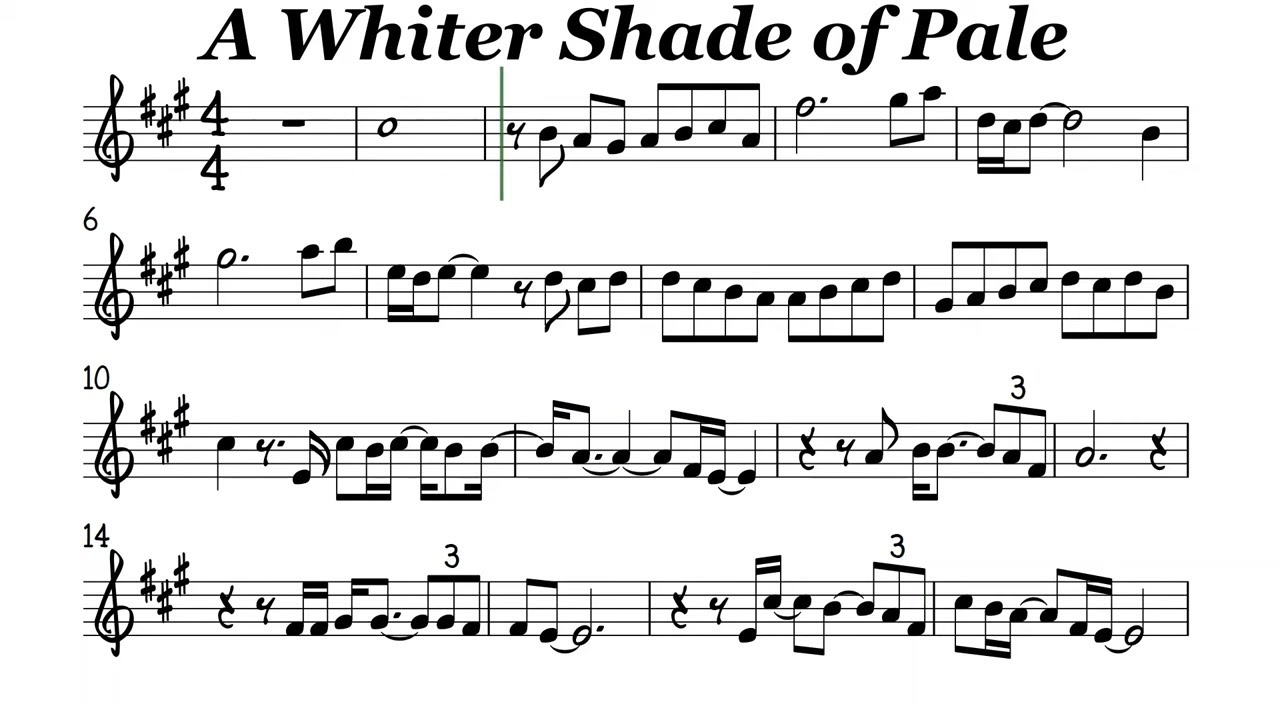 A Whiter Shade of Pale Alto Sax Sheet Music Backing Track Play Along Partitura