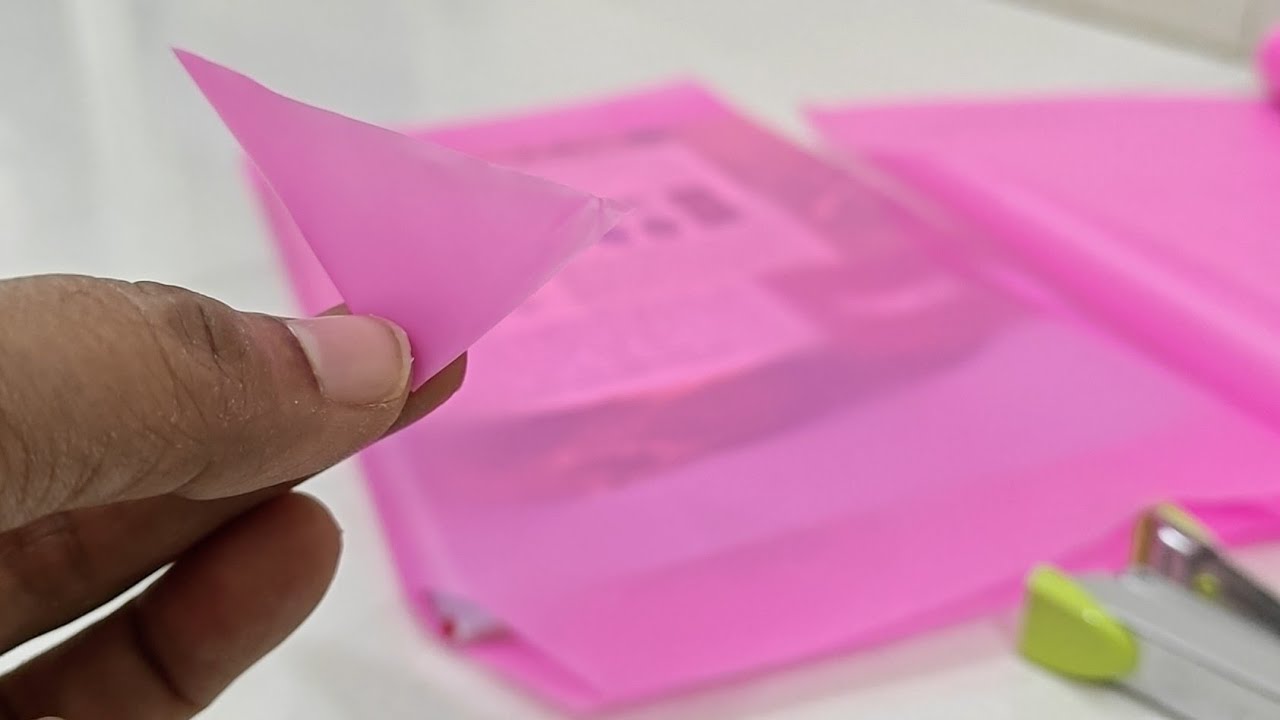 Triangular cut✂️💁‍♀️📚How to cover school books easily by Pink synthetic cover/ బుక్ కవర్స్/ Triangle