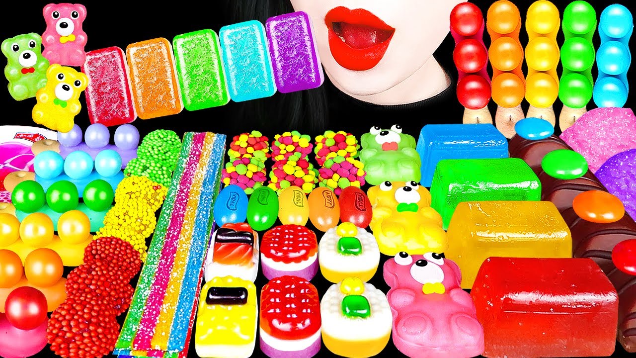 ASMR RAINBOW DESSERTS 다양한 무지개 디저트 모음 LEGO KOHAKUTO JELLY GUMMY SNACK CADNY EATING SOUNDS MUKBANG 먹방