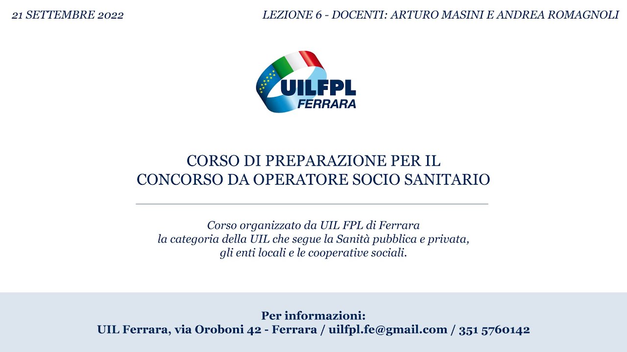 CORSO DI PREPARAZIONE PER IL CONCORSO da OPERATORE SOCIO SANITARIO – 21 settembre 2022