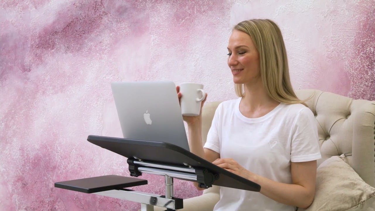 Tatkraft Vanessa Mesa de Ordenador Port&aacute;til con Ruedas y Soporte para Rat&oacute;n Escritorio Laptop