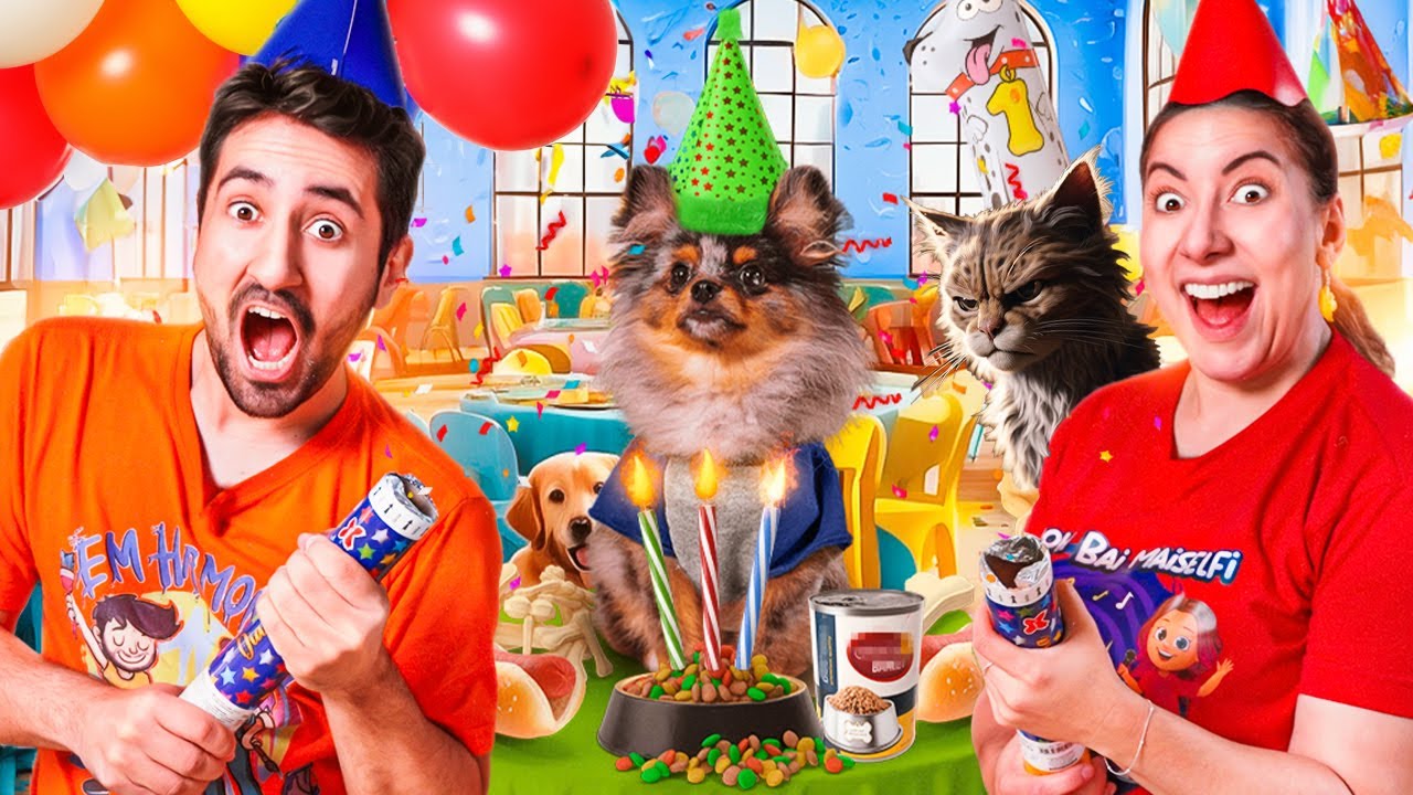 FIZEMOS O MÊSVERSÁRIO DO NOSSO CACHORRO *o gato não gostou*