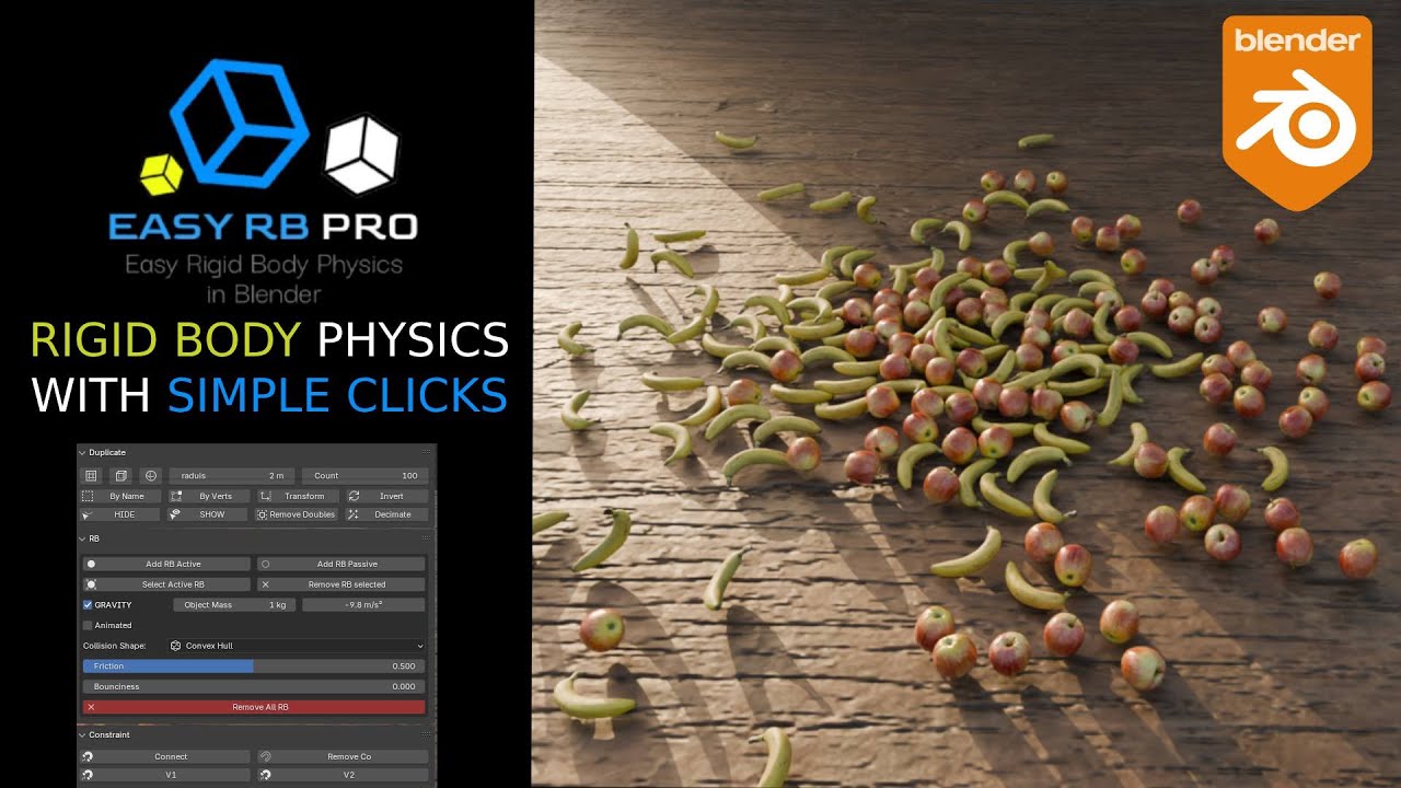 Дополнение Easy Rb Pro Introduction (Простая физика твёрдого тела) — Blender 4.2