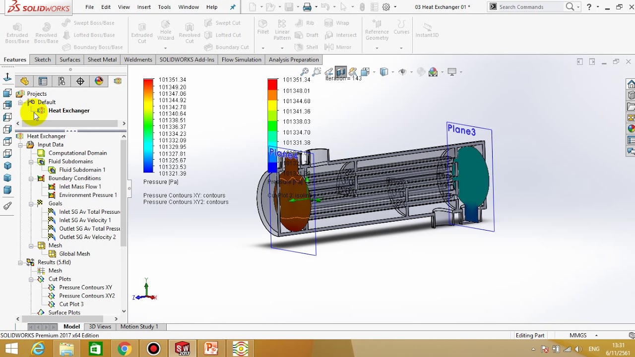 Internal Flow Sim (Heat Exchanger)