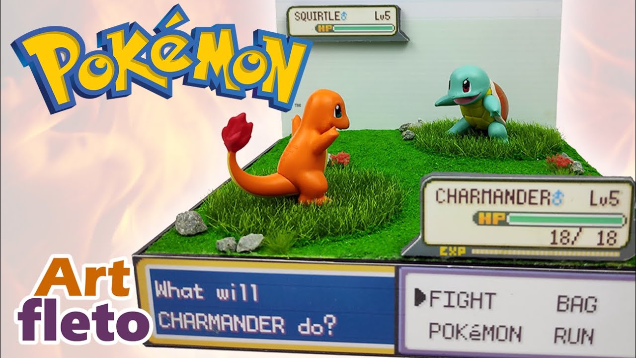 How to make 3D Pokemon Battle Scene Diorama | Pokemon Fire Red / Leaf Green