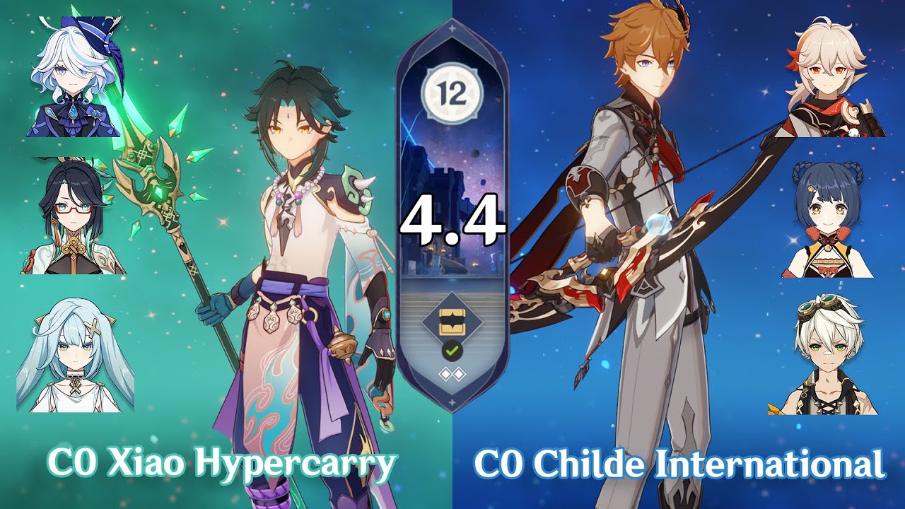 4.4 Spiral Abyss Floor 12 -  C0 Xiao and C0 Tartaglia - Genshin Impact