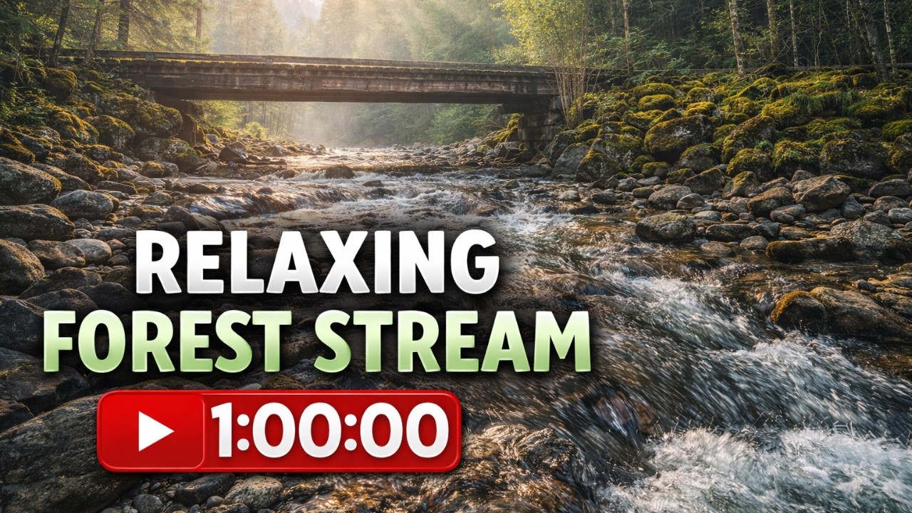 1 Hour Relaxing Stream Sounds Under a Forest Bridge (No Talking, 4K Nature Ambience)