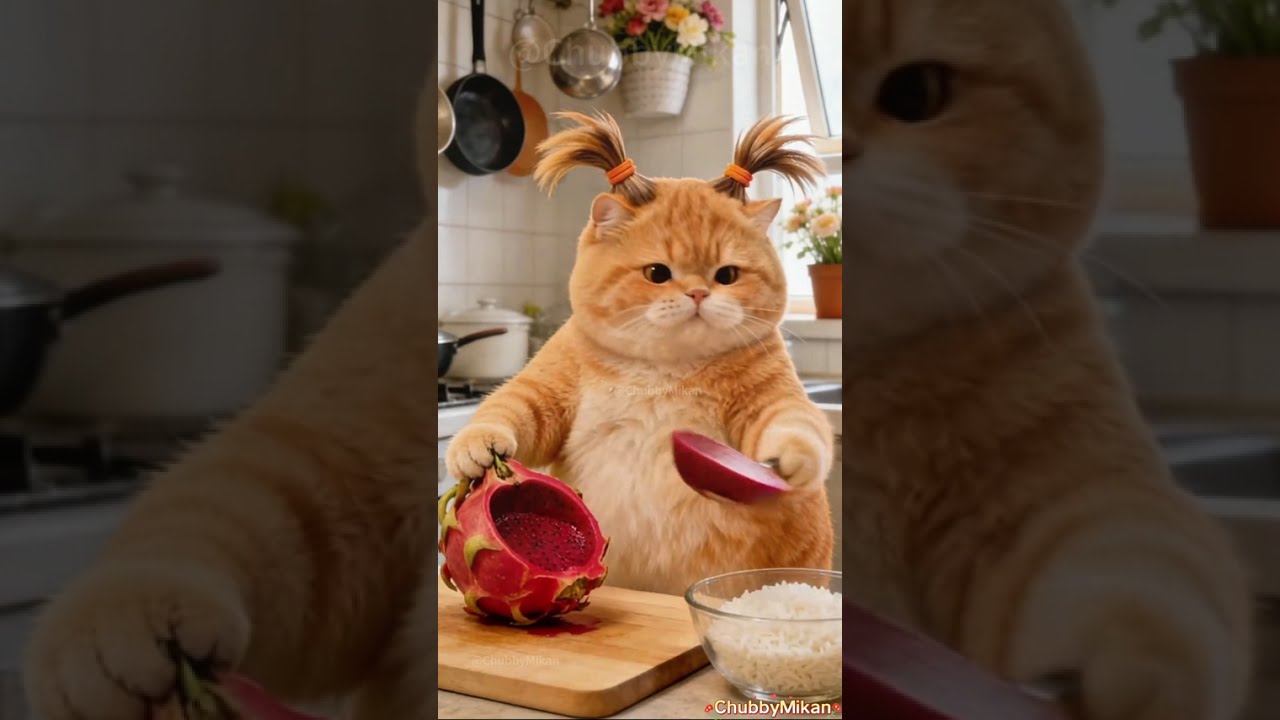I Didn’t Believe an Orange Cat Could Cook… Until Now 🤯🐱#cooking  #cookingcat  #chubbycat  #catchef