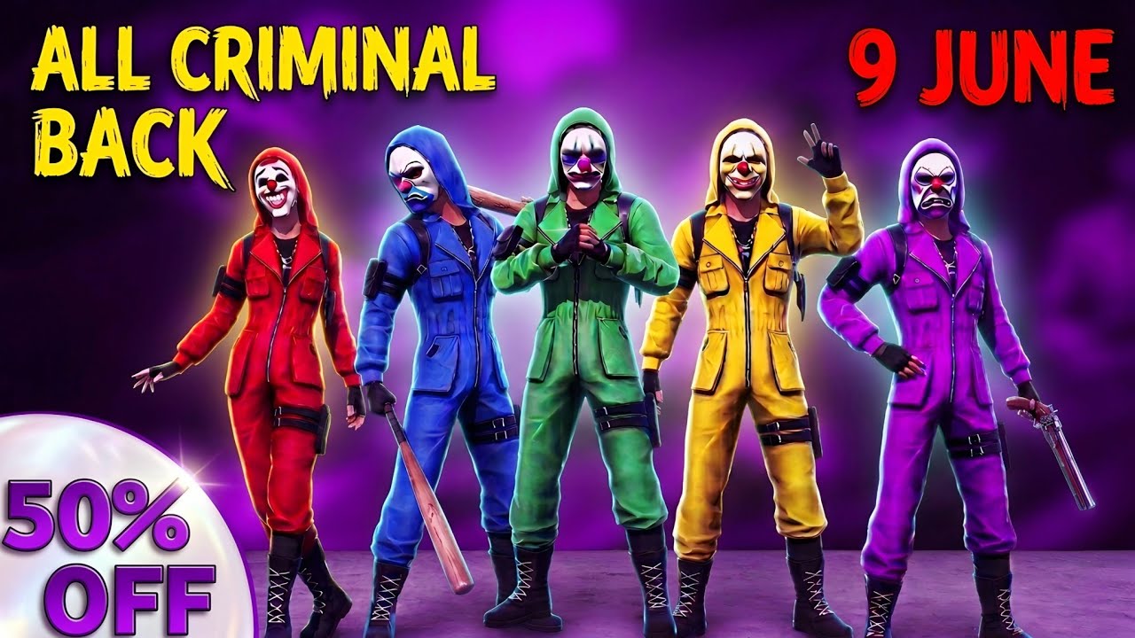 All Criminal back 💥 New black Criminal Bundle, Golden Shade 🤯🥳| free fire new event | ff new event