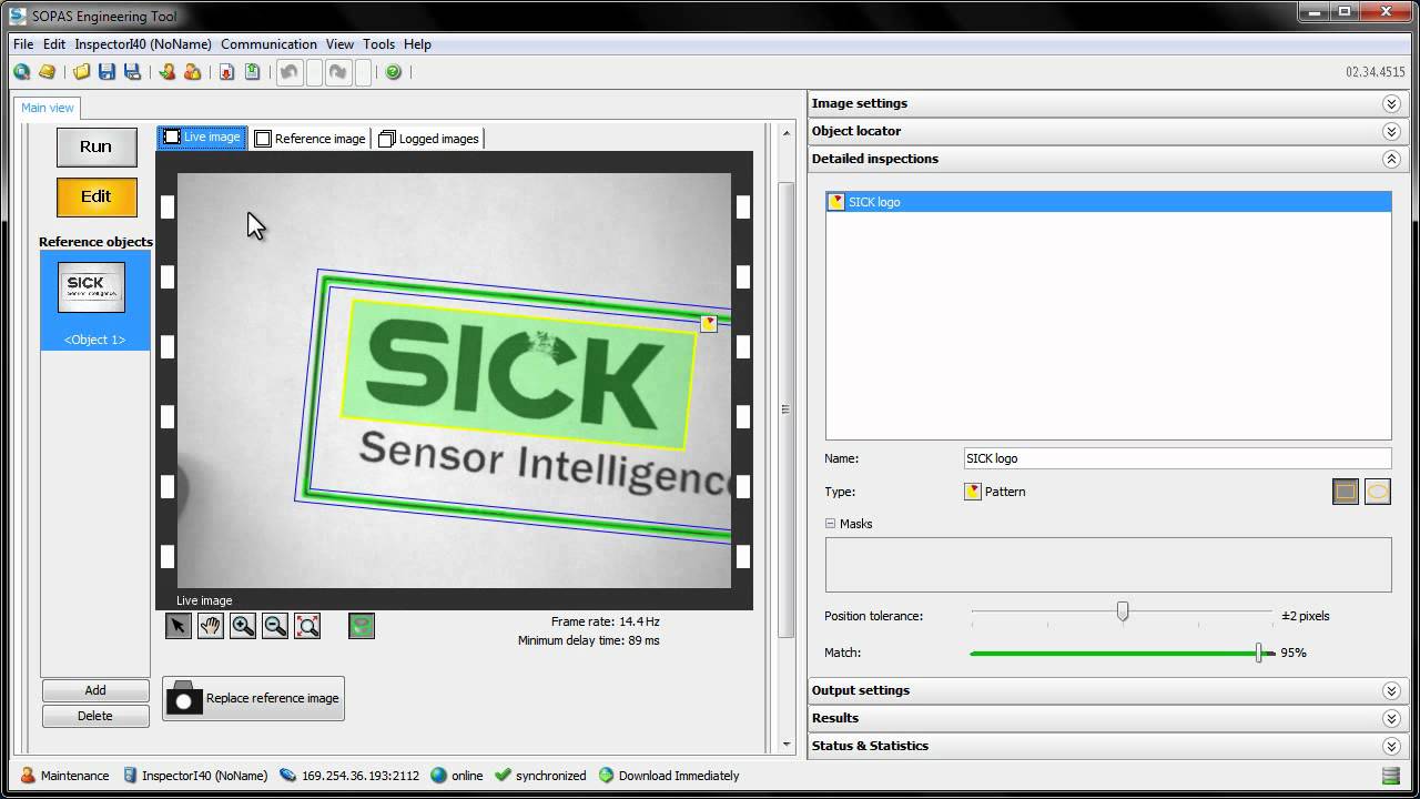 SICK Inspector Pattern Setting Training