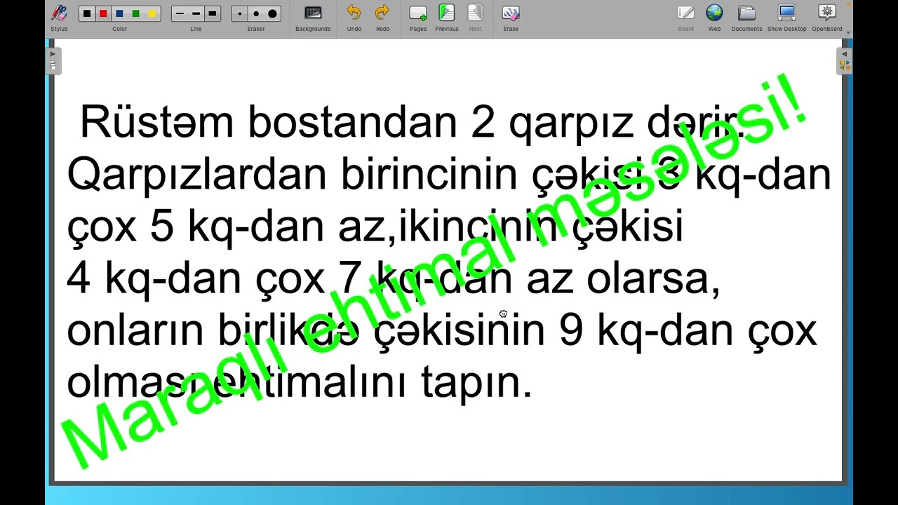 Maraqlı ehtimal məsələsi.(Həndəsi üsulla həlli.)#M.Salam.