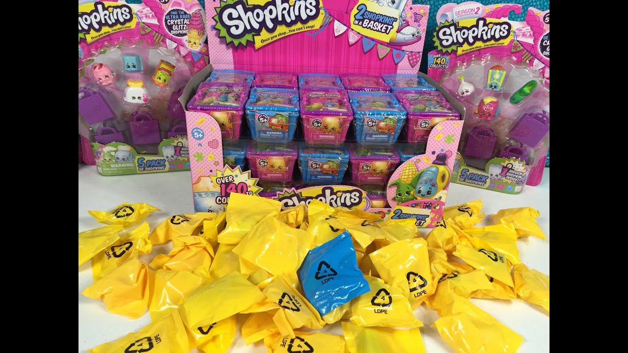 Shopkins Season 1 & 2 Full Box Palooza Blind Bag Basket 2 Pack Unboxing Toy Review