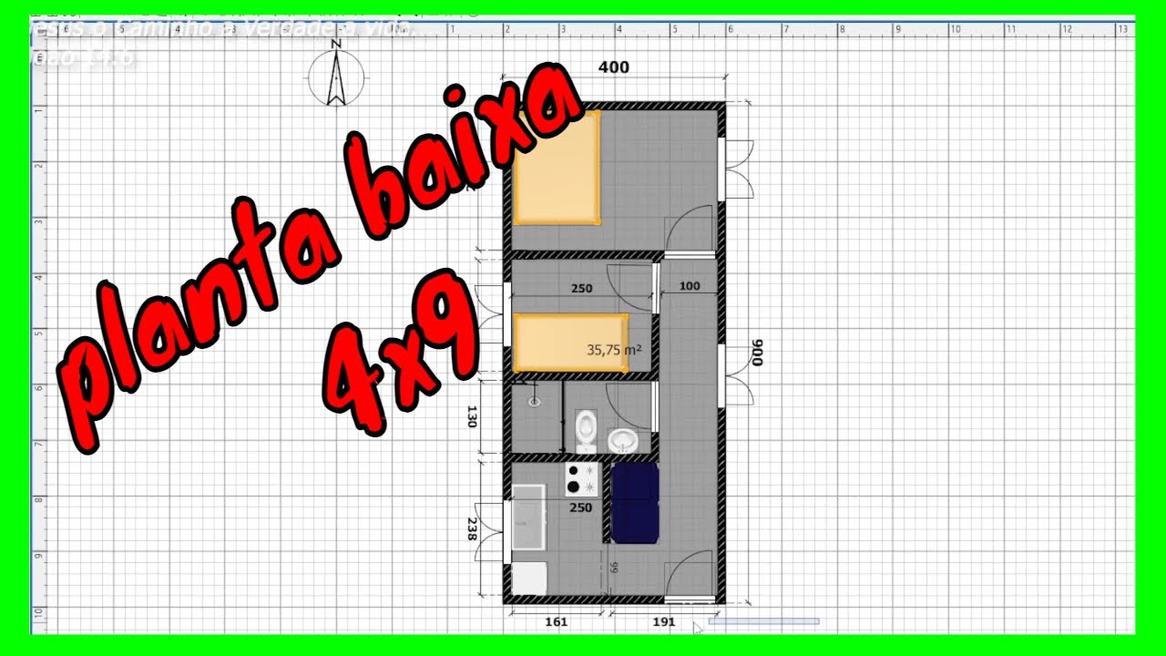 Planta Baixa 4x9 com 2 Quartos