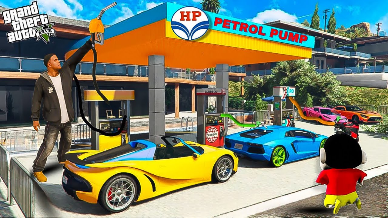 Franklin & Shin Chan Opened a ‘FREE PETROL PUMP’ in Gta in Telugu