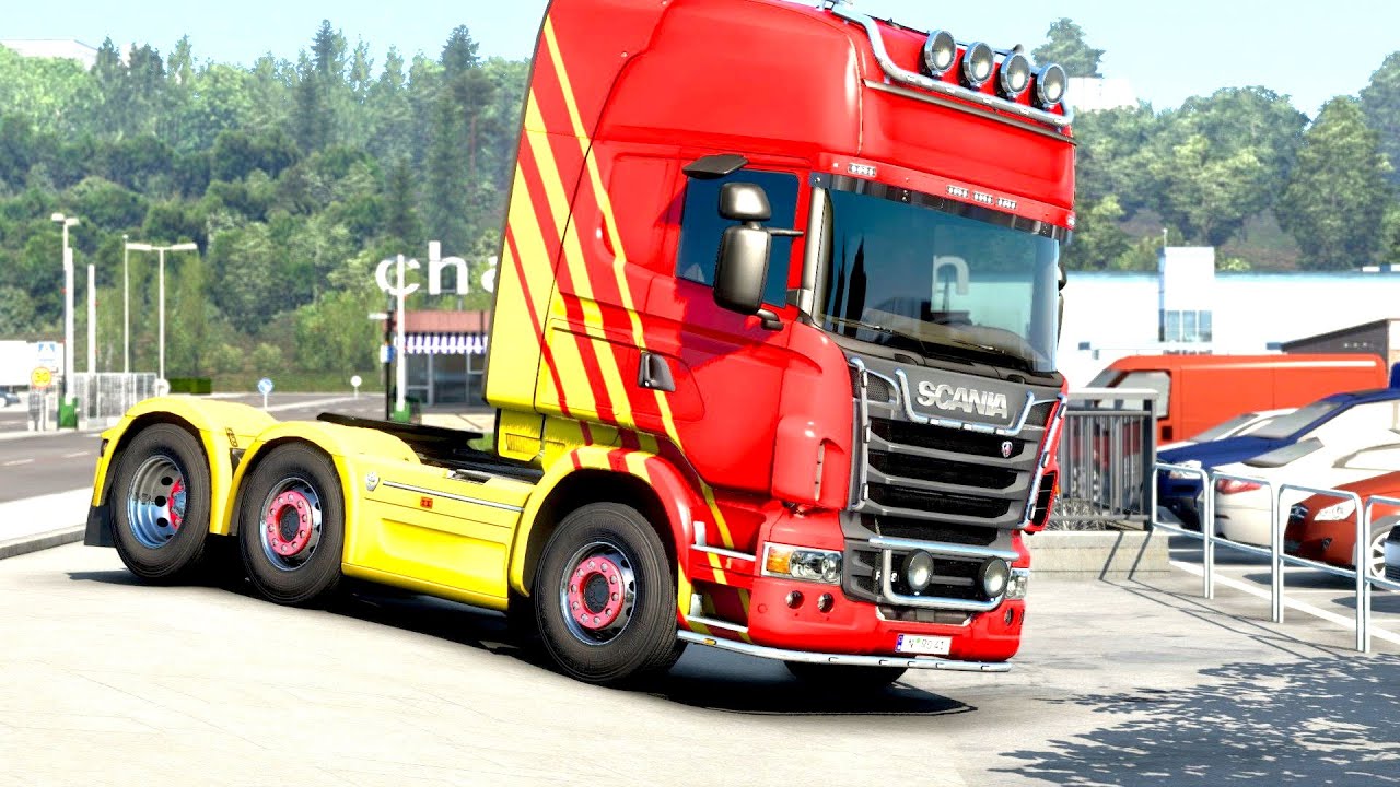 ETS 2 - Scania R480 Transporting 2 Scania Trucks from Sodertalje