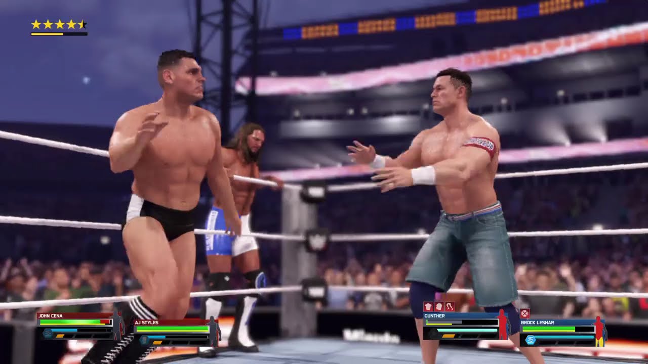 WWE 2K25 John cena, AJ styles vs Gunther, Brock Lesnar.