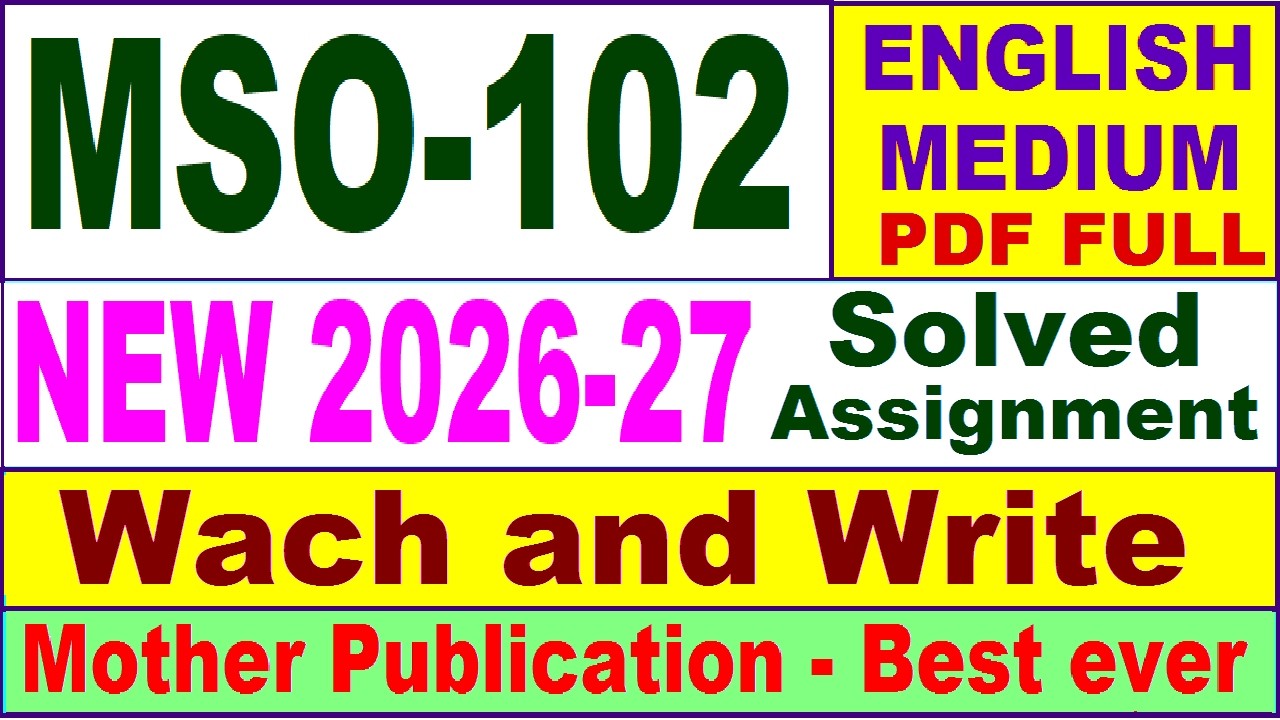 MSO 102 solved assignment 2026-27 in English || mso 102 solved assignment 2027 || ignou mso102