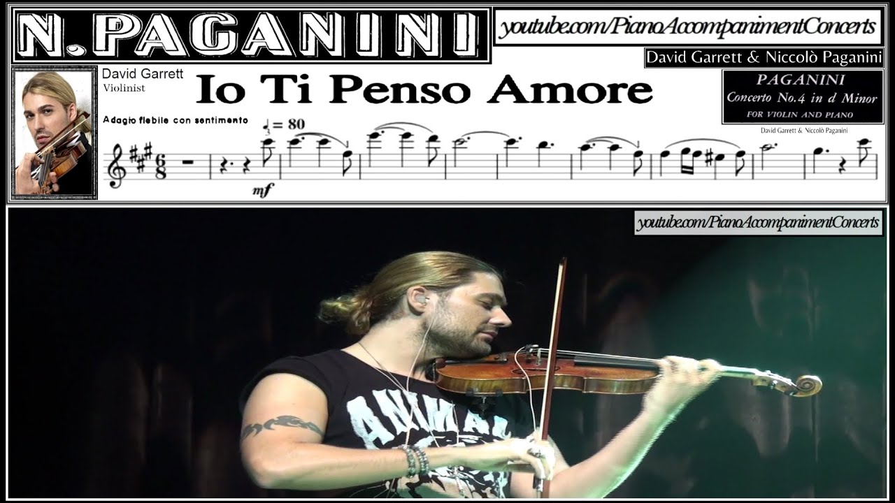 David Garrett - Io Ti Penso Amore, (LIVE) | SHEET MUSIC (HD) Piano Accompaniment