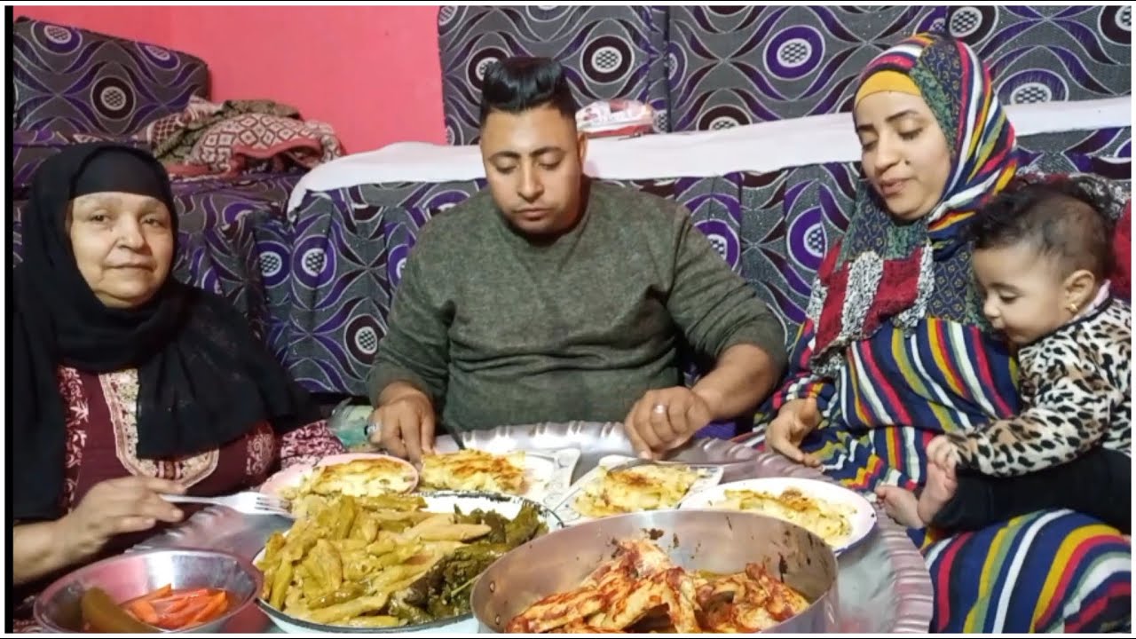 اول فطار عند حماتي وعزمتني على احلى محشي ومكرونة بشاميل وفراخ صينية