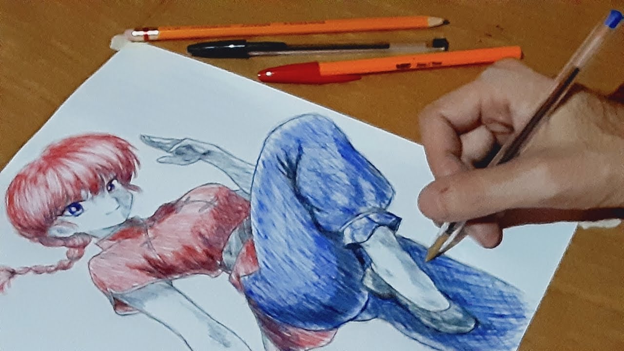 Drawing Ranma - Ballpoint pen