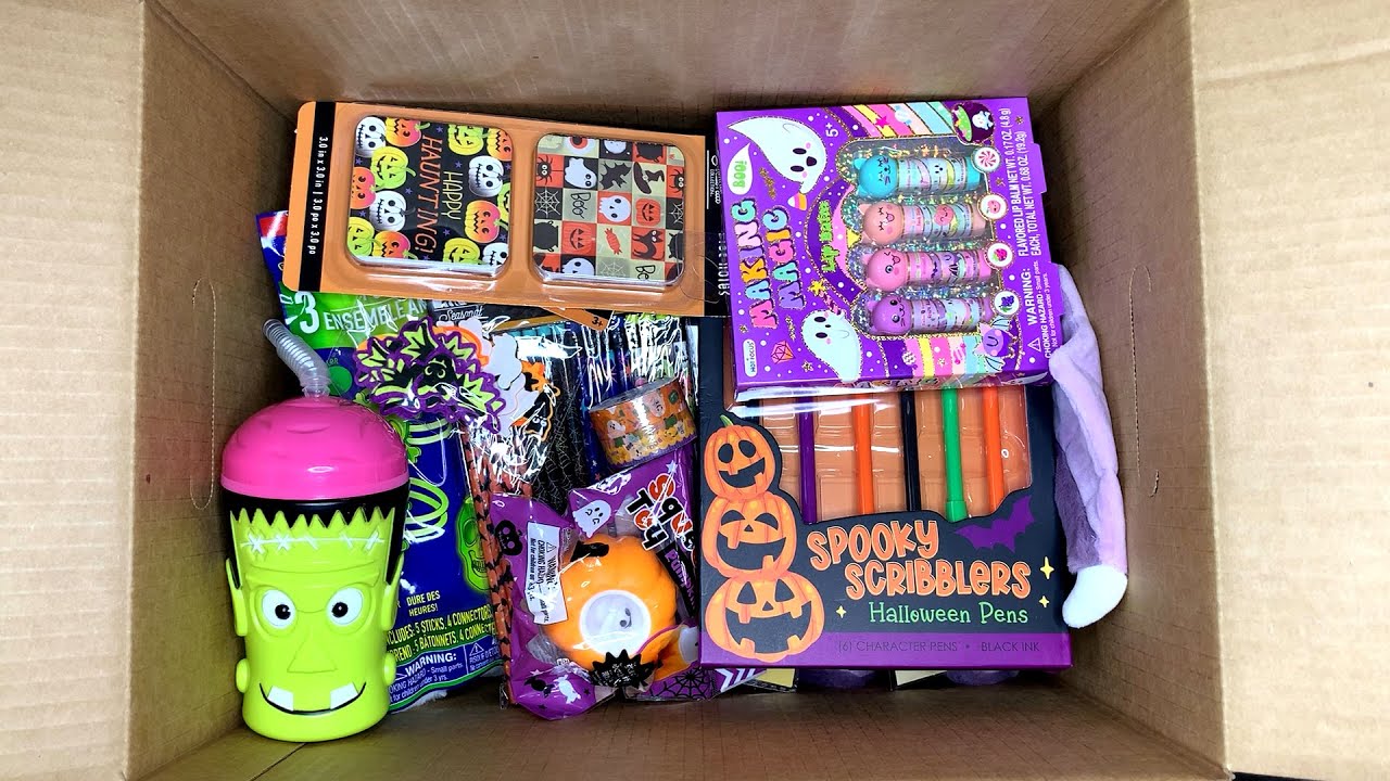 Unboxing Surprise Halloween Stationery, pencil box, pouch, pen, eraser