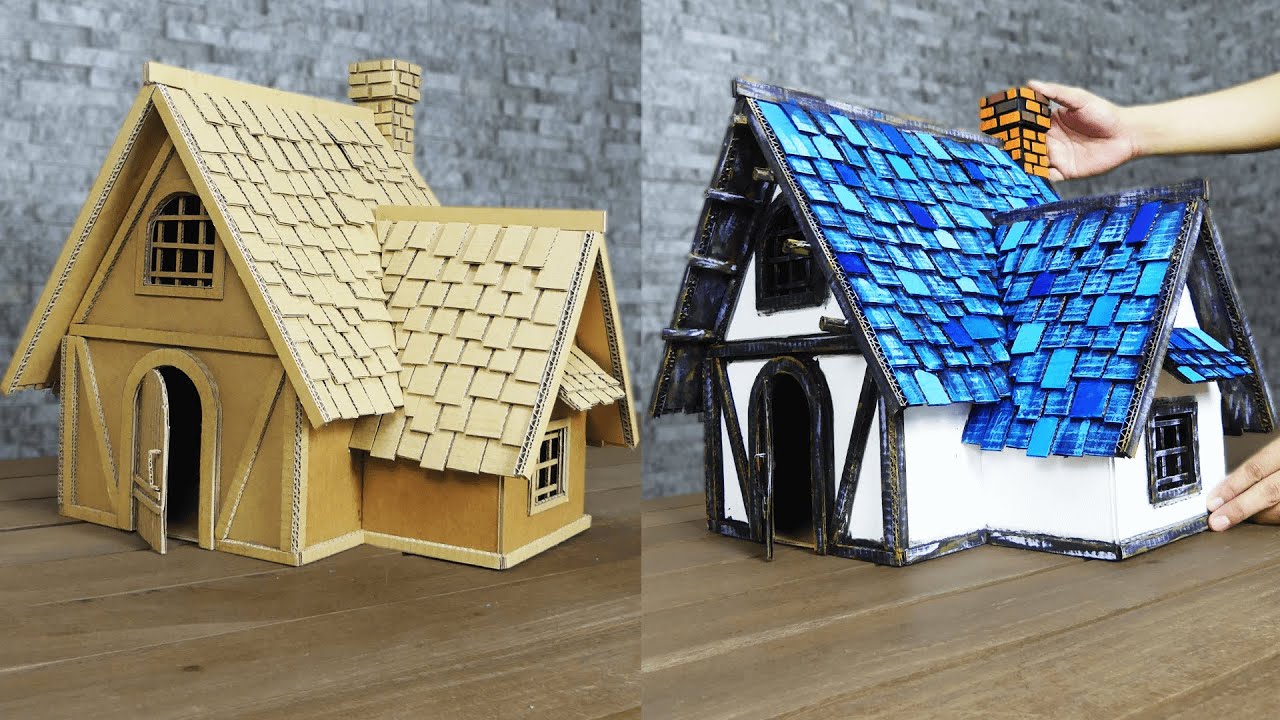 Wie man ein stilisiertes mittelalterliches Haus aus Pappe macht - Traumhaus # 25