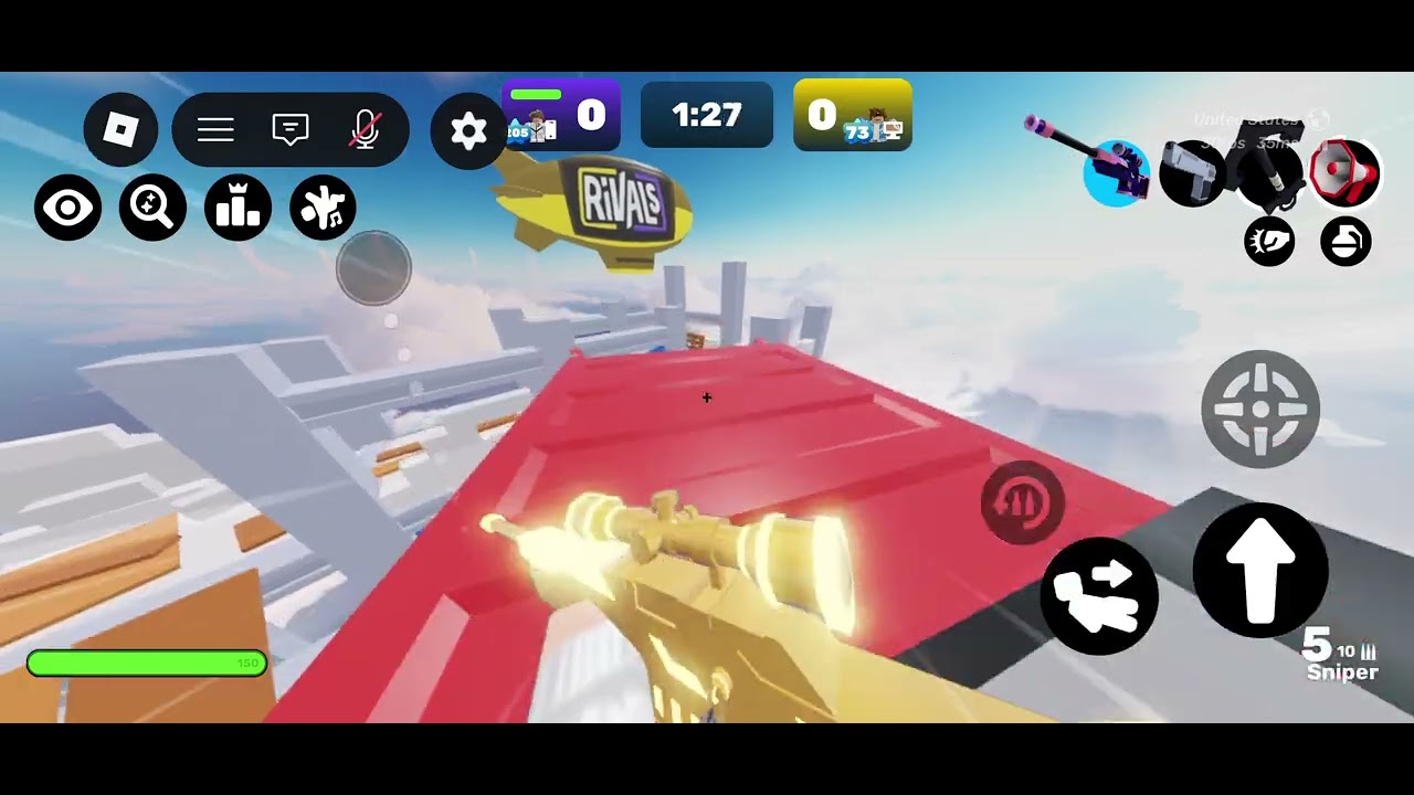 Playing roblox rivals but trying to become the best mobile lv 200 sniper