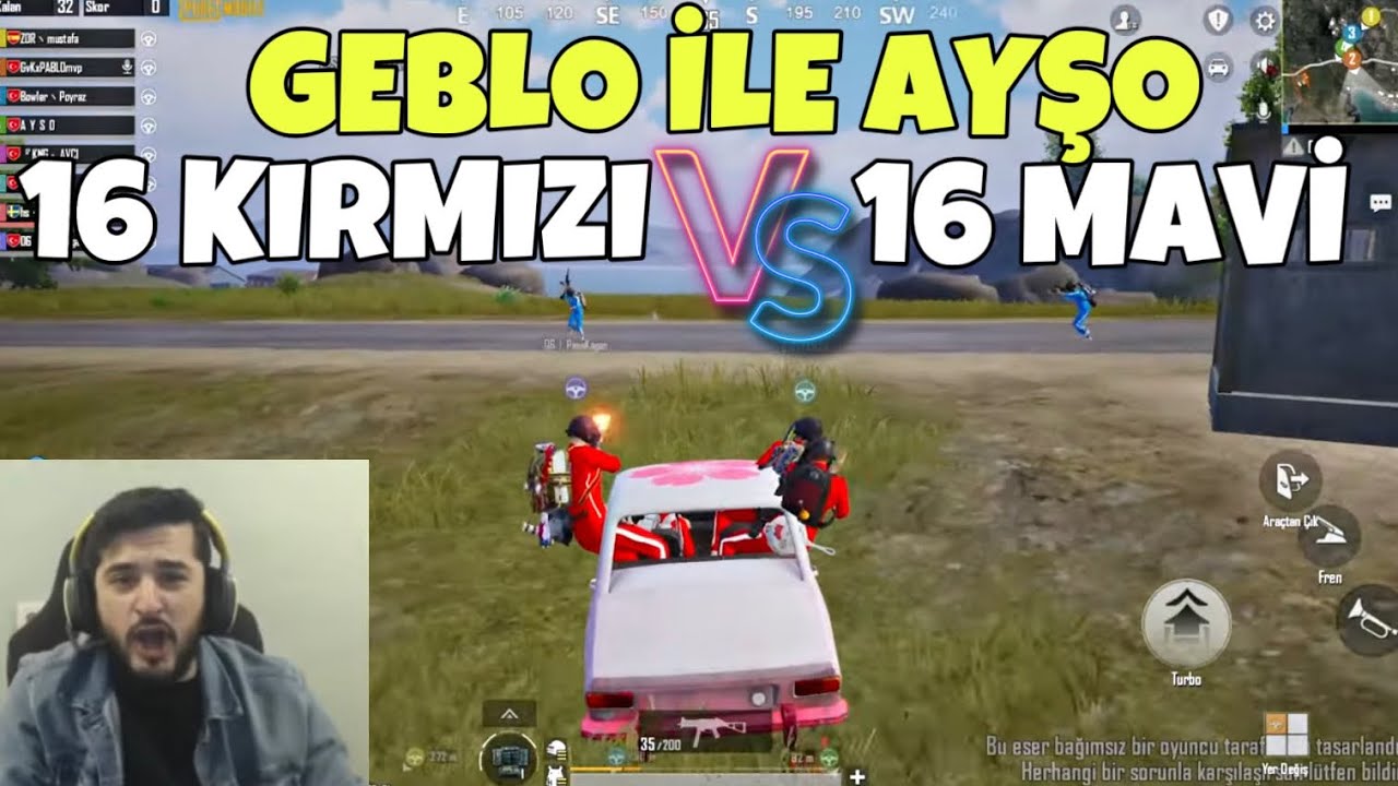 GEBLO İLE AYŞO CANLI YAYIN 16 KIRMIZI 16 MAVİ TAKIMA KARŞI! -PUBG MOBİLE