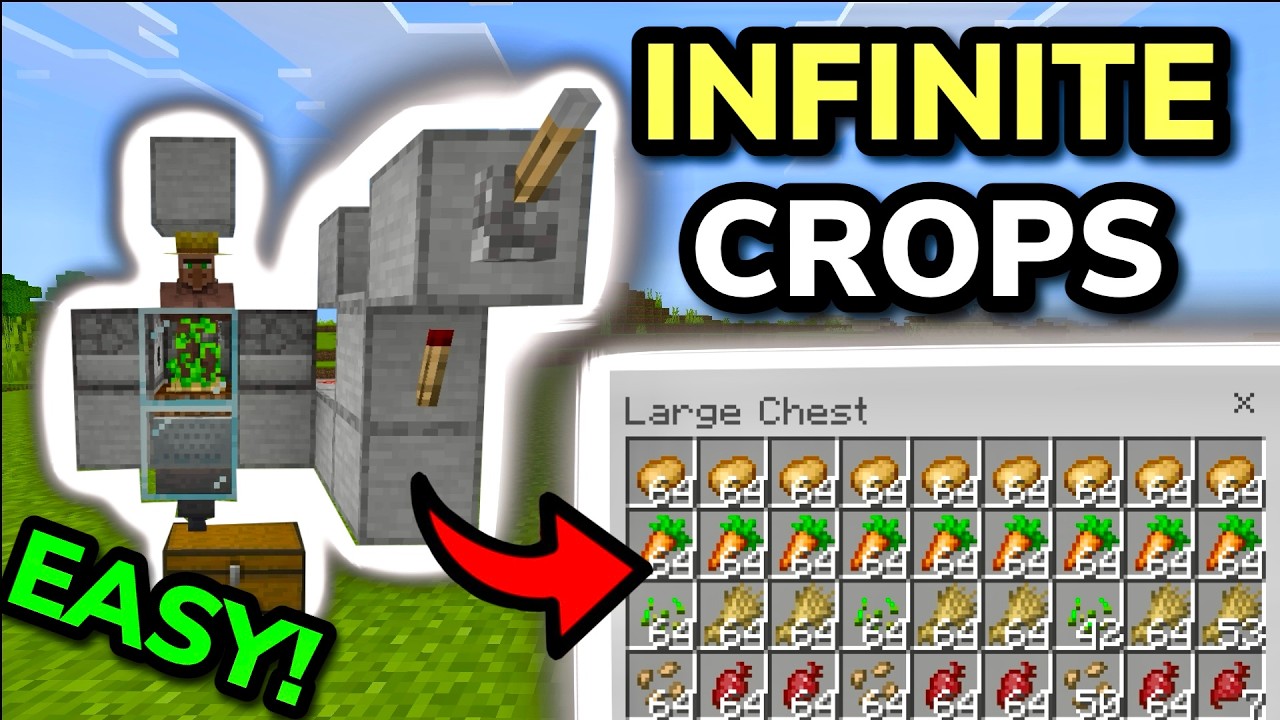 EASIEST 26.1+ FULLY AUTOMATIC CROP FARM TUTORIAL in Minecraft Bedrock