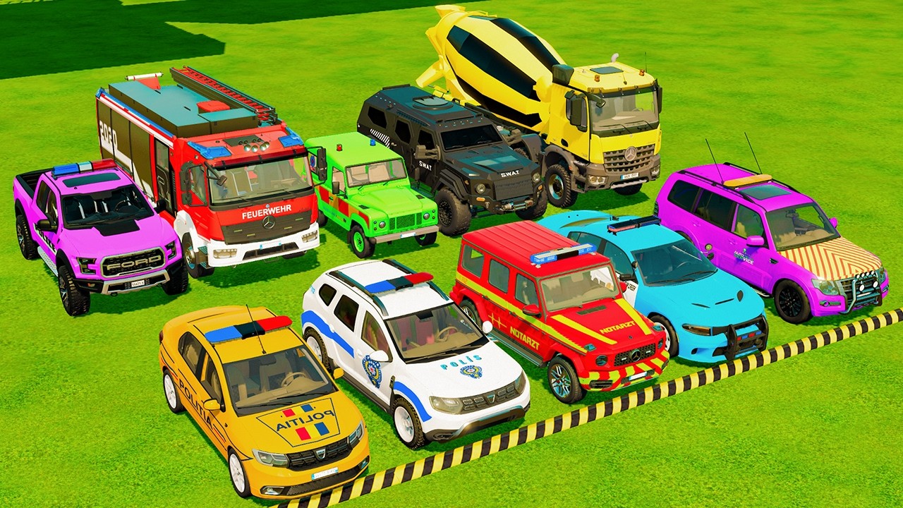 TRANSPORTING POLICE CARS, AMBULANCE & FIRE TRUCKS! | Farming Simulator 22