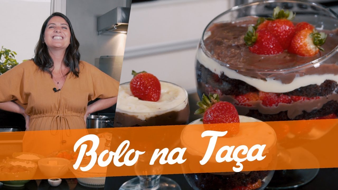 BOLO NA TAÇA: Chocolate e Morango - DIA DOS NAMORADOS - Carol Fiorentino
