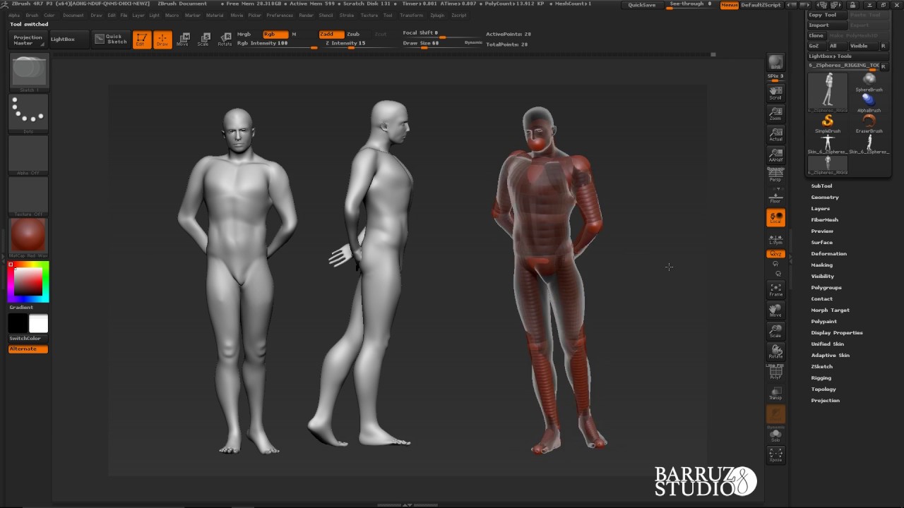 Cómo posar con ZSpheres y Layers en ZBrush