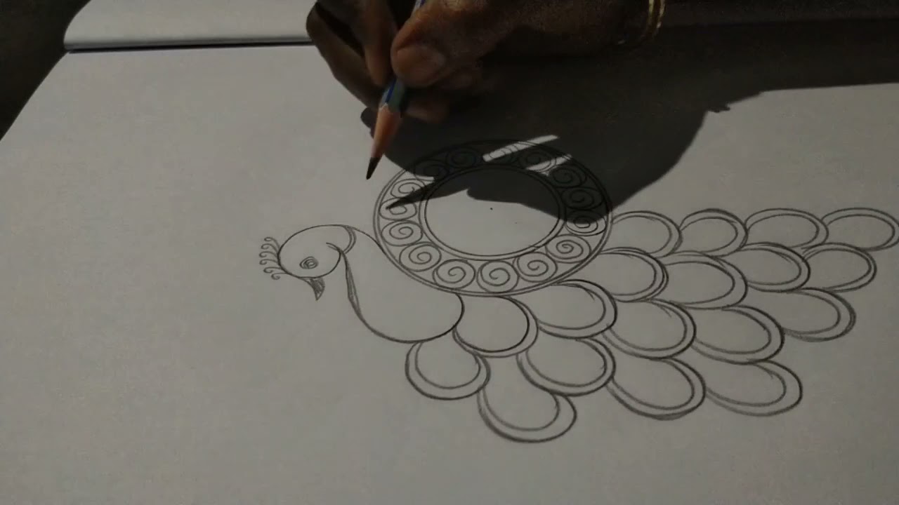 Peacock rangoli design 1490