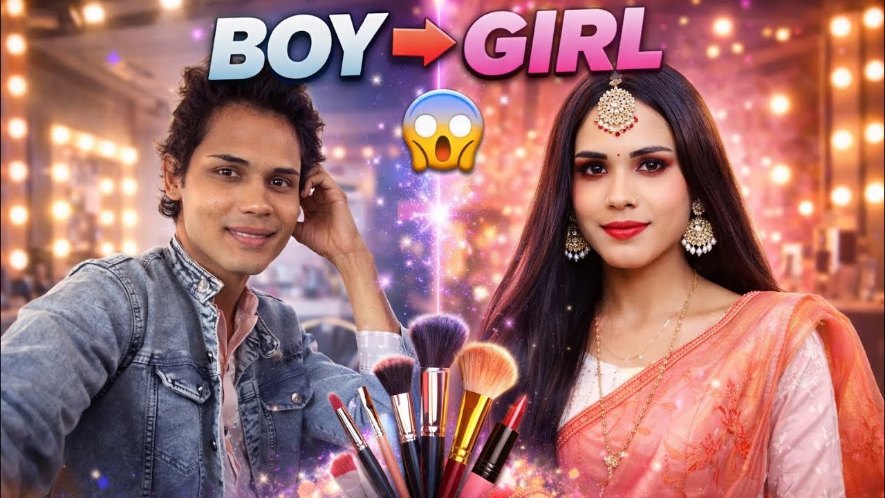 boy to girl makeup transformation in saree 🥻