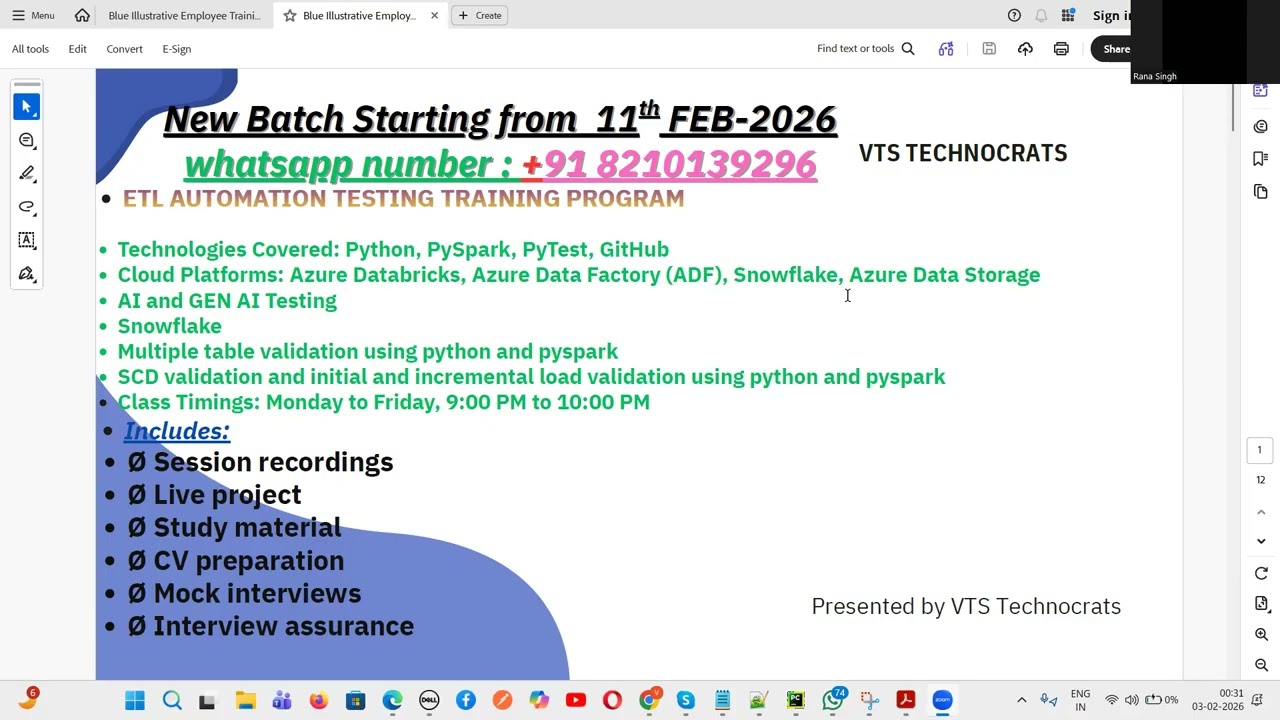 The video is made are made on sql,etl testing,manual testing ,bi reporting testing-8210139296