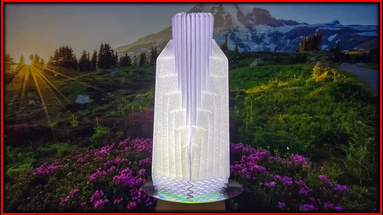 Miura Square Base and Accordion Cylinder Top – Paper Lamp Origami V1