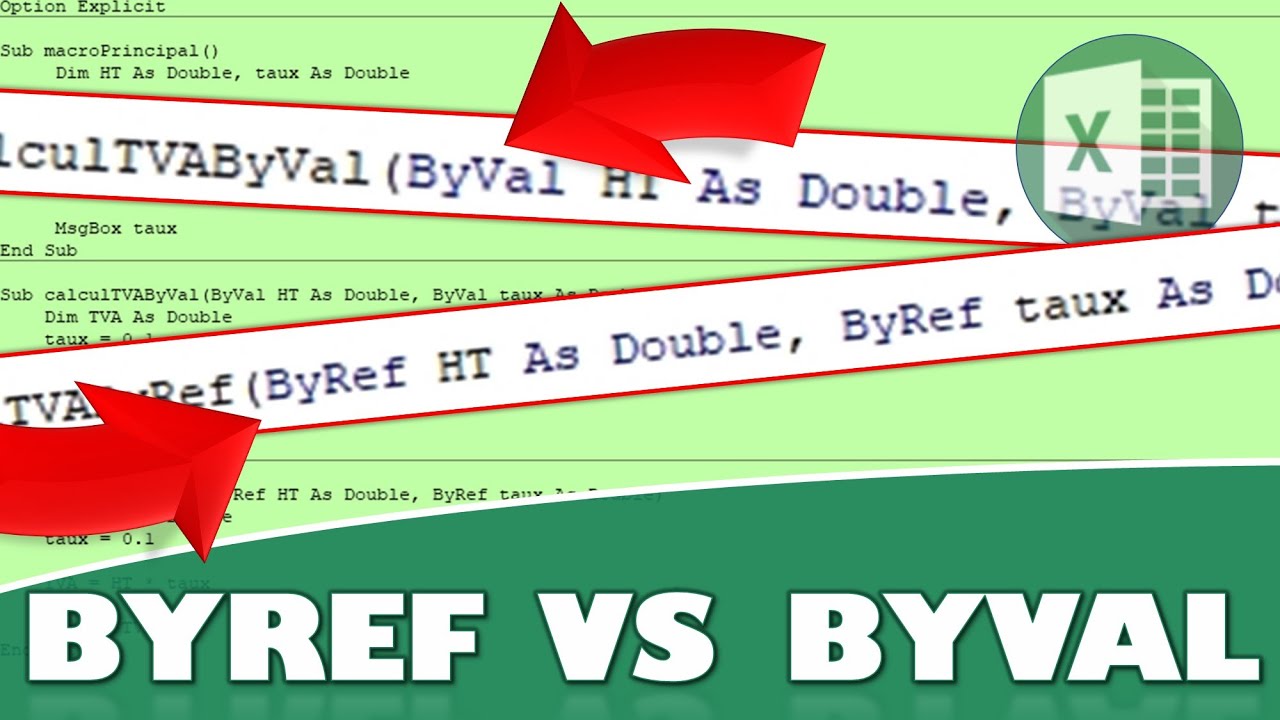 LES ARGUMENTS DE VALEURS ET DE RÉFÉRENCES (BYVAL ET BYREF) DE VBA SUR EXCEL