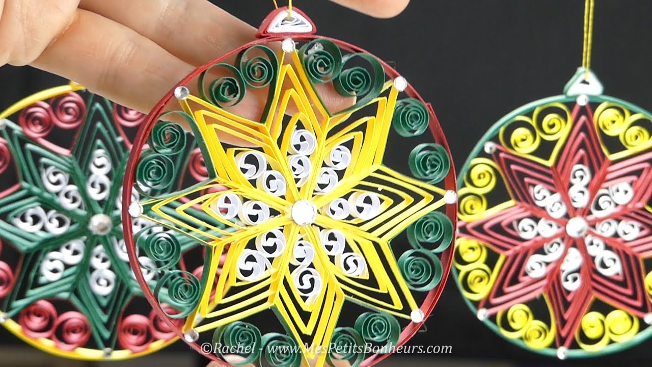 DIY - BOULE de Noël en papier avec 3 techniques de QUILLING