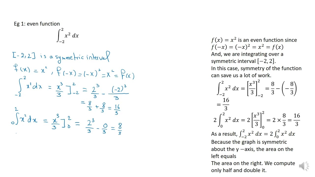 integral of even and odd functions