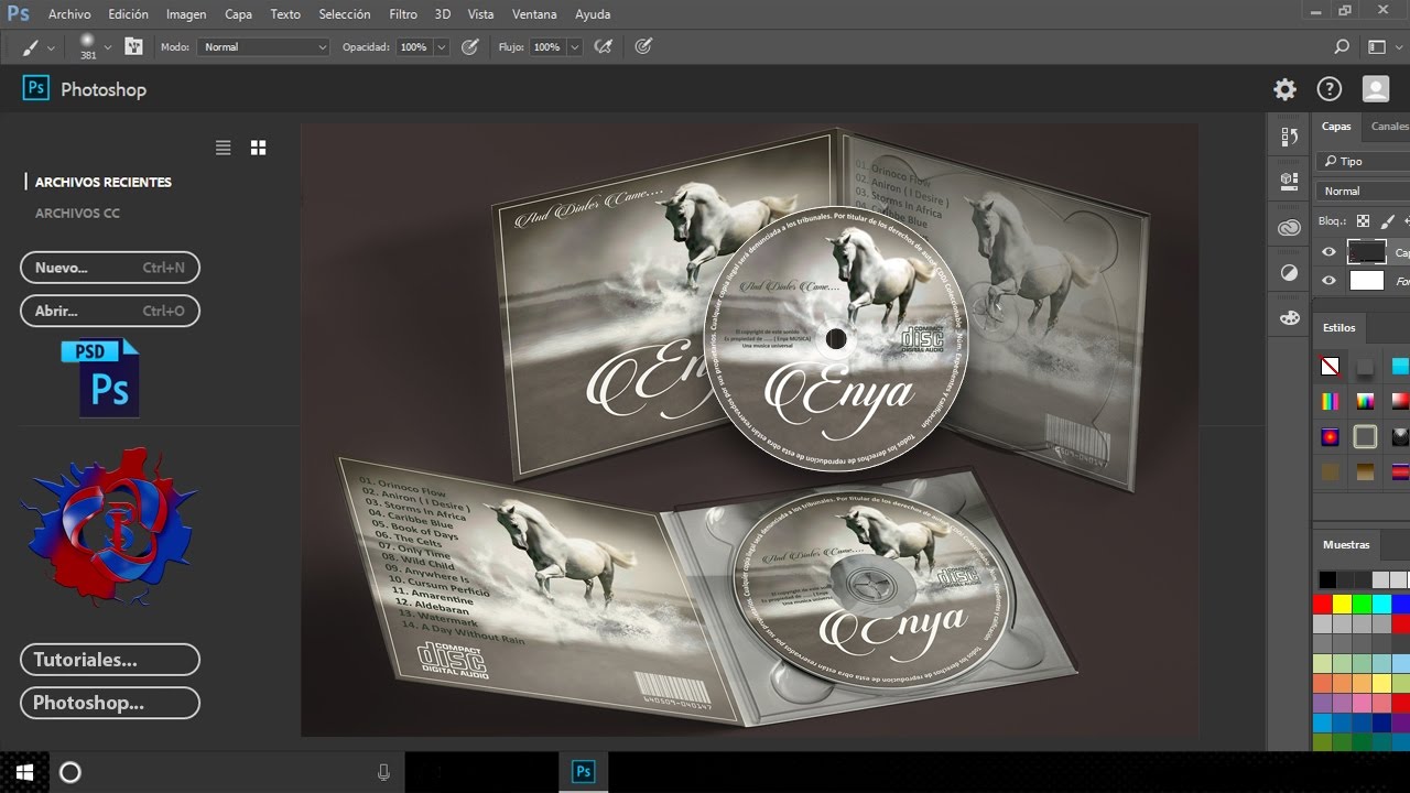 Como Crear portadas de cd Delantera,Trasera y cd/Tutorial de Photoshop 2017/facil