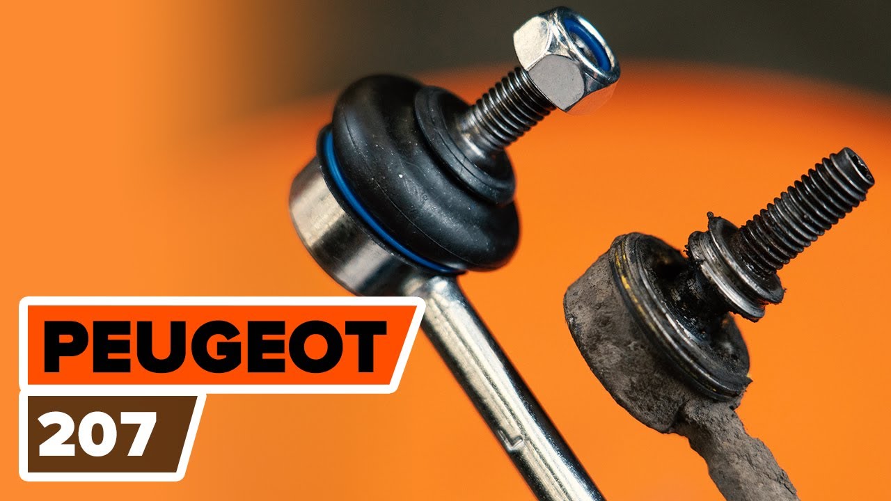 How to change front anti roll bar link on PEUGEOT 207 [TUTORIAL AUTODOC]